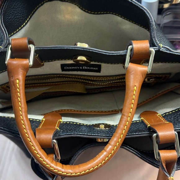 Dooney & Bourke Black Pebbled Leather Bag with Tan Accents - Picture 4 of 7